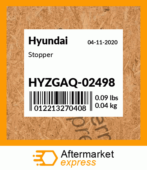 Spare part HYZGAQ02498 + Stopper