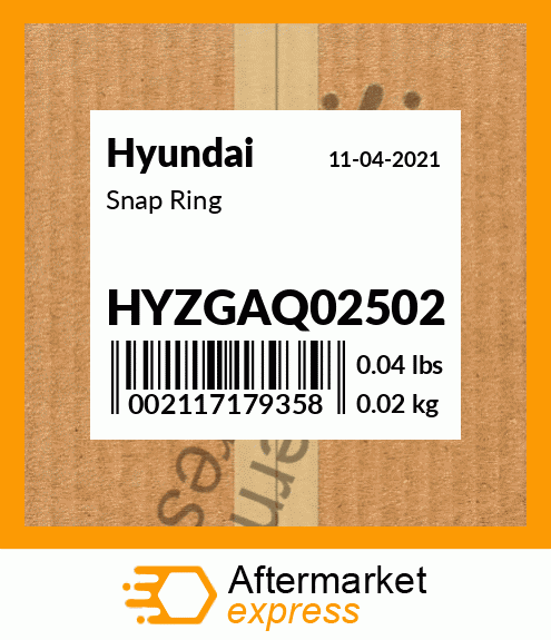 Spare part HYZGAQ02502 + Snap Ring