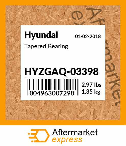 Spare part HYZGAQ-03398 + Tapered Bearing