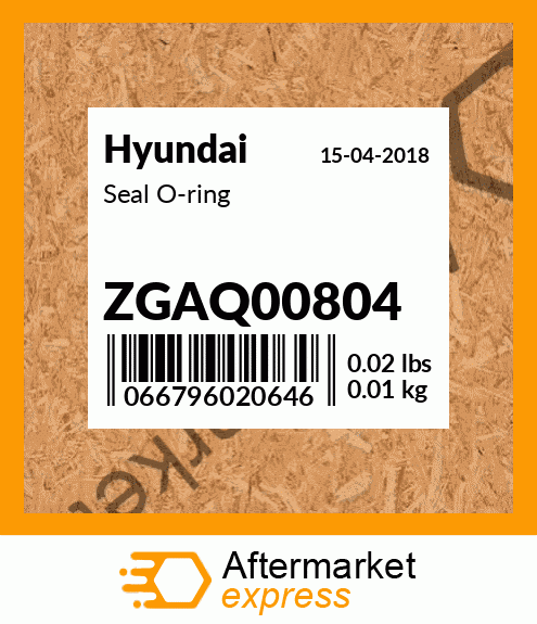 Spare part ZGAQ00804 + Seal O-ring