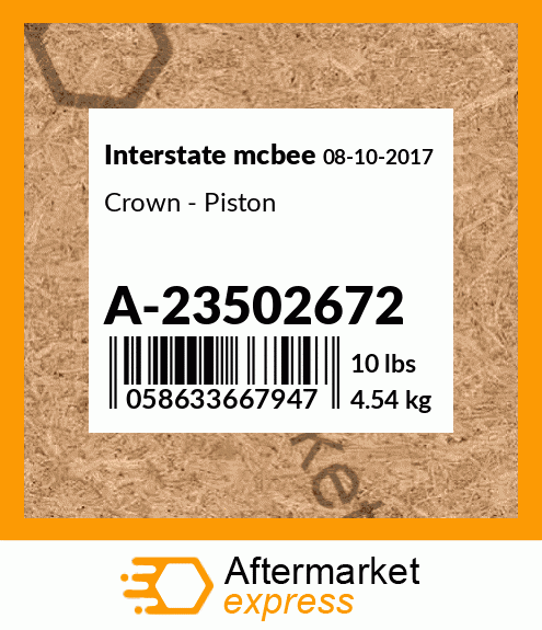 Spare part A-23502672 + Crown - Piston