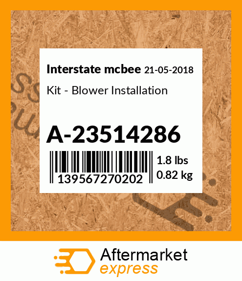 Spare part A-23514286 + Kit - Blower Installation