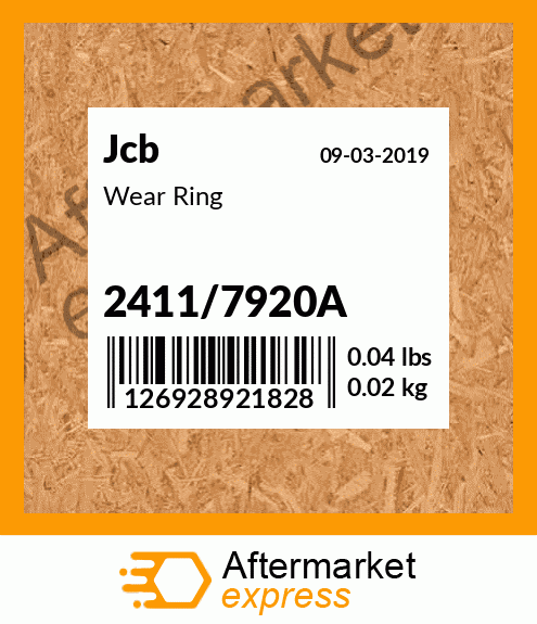 JCB Part Genuine Wear Ring 2411/7920A 