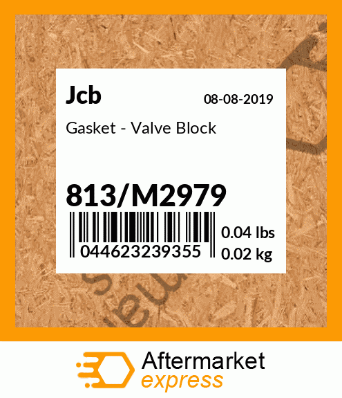 GASKET JCB PARTS 3CX VALVE BLOCK PART NO. 813/M2979 