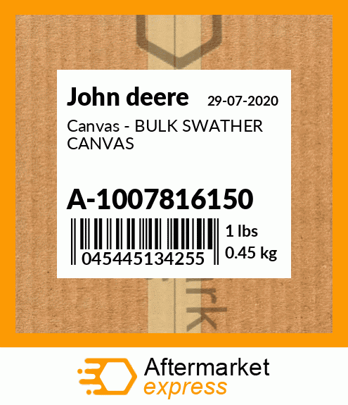 A-1007816300 - Canvas - BULK SWATHER CANVAS fits John Deere