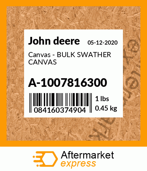 A-1007816300 - Canvas - BULK SWATHER CANVAS fits John Deere