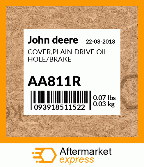 COVER,PLAIN DRIVE OIL HOLE/BRAKE AA811R