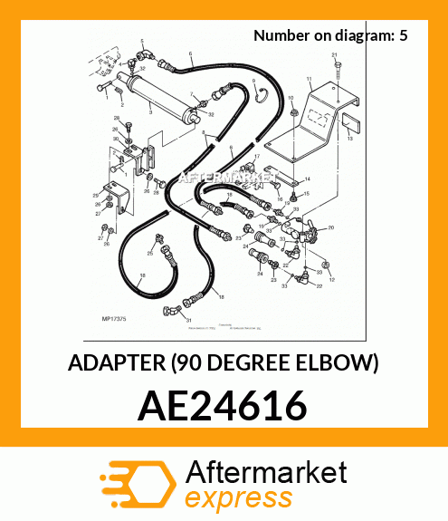 AE24616 - ADAPTER (90 DEGREE ELBOW) fits John Deere | Price: $14.85