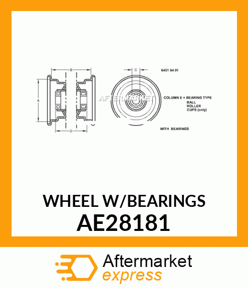 WHEEL W/BEARINGS AE28181