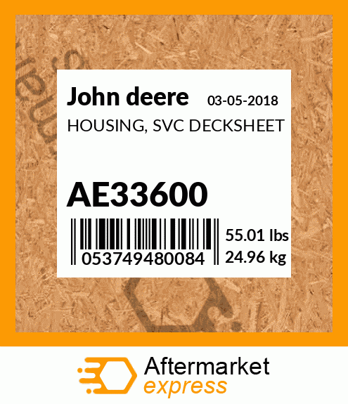 HOUSING, SVC DECKSHEET AE33600