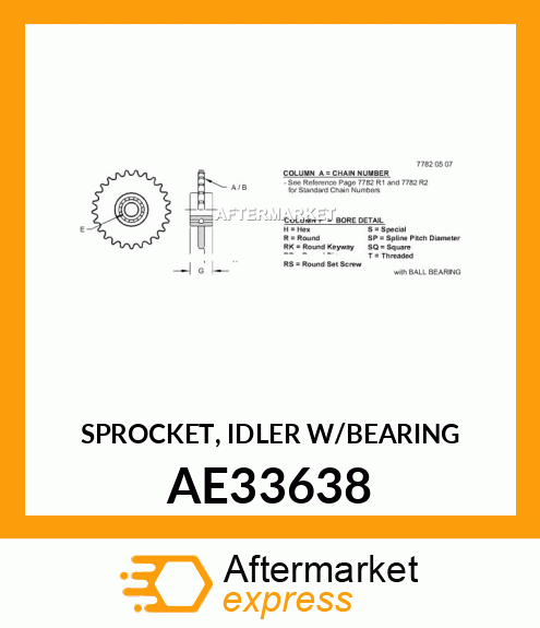 SPROCKET, IDLER W/BEARING AE33638