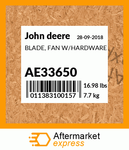 BLADE, FAN W/HARDWARE AE33650