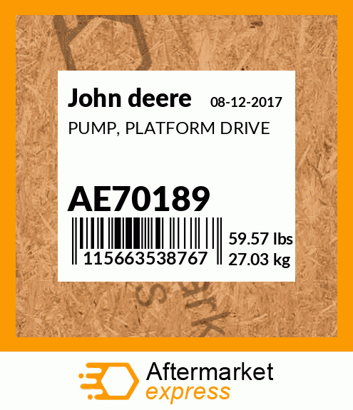 Spare part AE70189 + PUMP, PLATFORM DRIVE