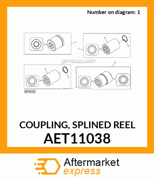 COUPLING, SPLINED REEL AET11038