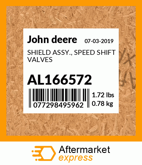 SHIELD ASSY., SPEED SHIFT VALVES AL166572