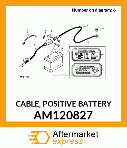 John Deere Gx345 Positive Cable AM120827 for sale online 