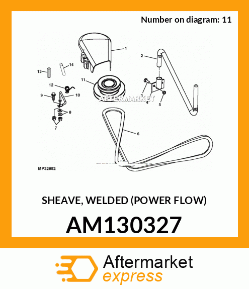 AM130327 - SHEAVE, WELDED (POWER FLOW) fits John Deere
