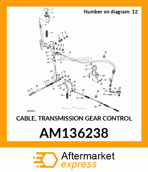 CABLE, TRANSMISSION GEAR CONTROL AM136238