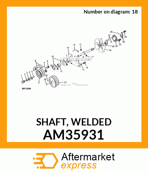 AM35931 - SHAFT, WELDED fits John Deere