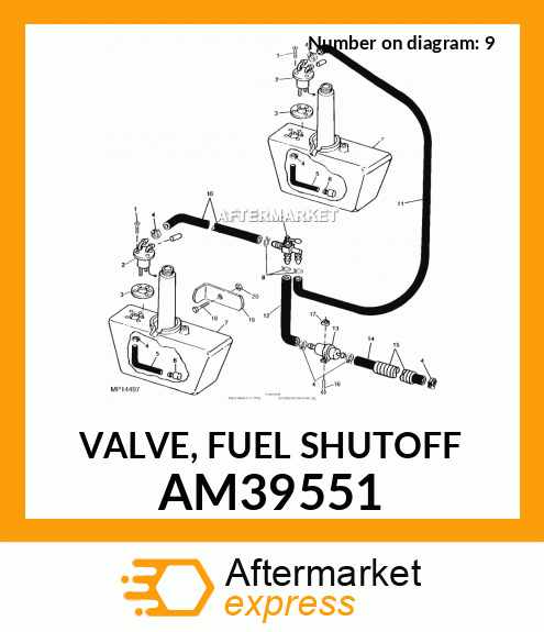 AM39551 - VALVE, FUEL SHUTOFF fits John Deere | Price: $115.58