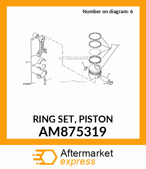 John Deere Original Equipment Piston Ring Kit #AM875390