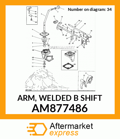 AM877734 - ARM, ARM, WELDED PTO SHIFT fits John Deere