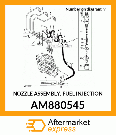 AM880545 - NOZZLE ASSEMBLY, FUEL INJECTION fits John Deere | Price: $233.02