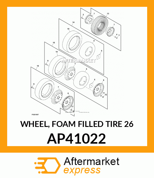 John Deere AP41022 Wheel, Foam Filled Tire 26