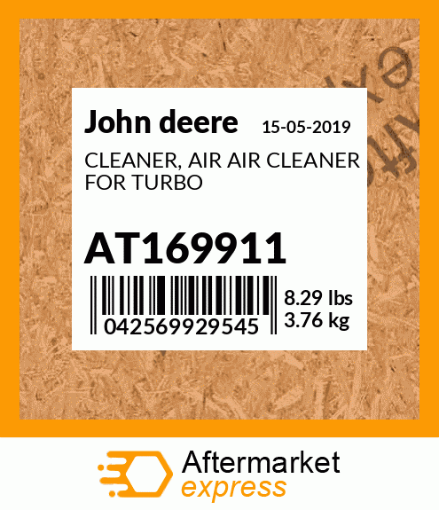 Spare part AT169911 + CLEANER, AIR AIR CLEANER FOR TURBO