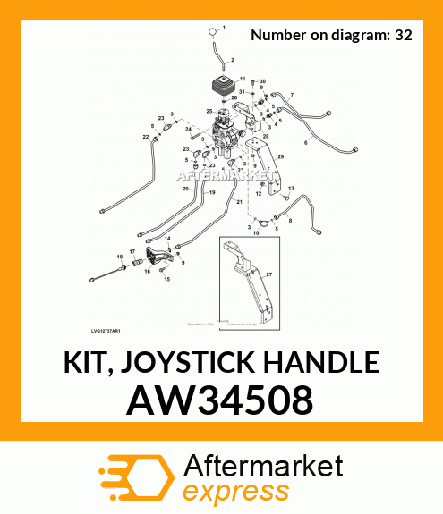 AW34508 - KIT, JOYSTICK HANDLE fits John Deere