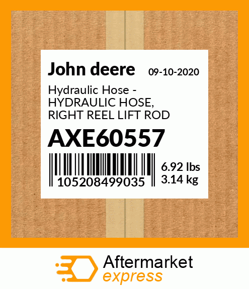 Hydraulic Hose - HYDRAULIC HOSE, RIGHT REEL LIFT ROD AXE60557