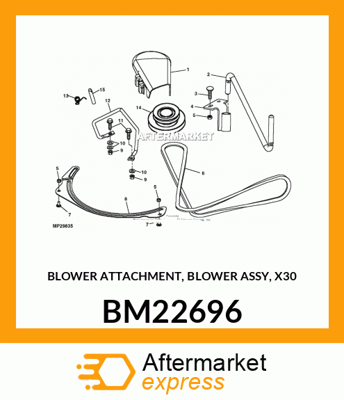 John Deere BM22696 Blower Attachment, Blower Assembly, X30