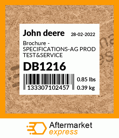 Brochure - SPECIFICATIONS-AG PROD TEST&SERVICE DB1216