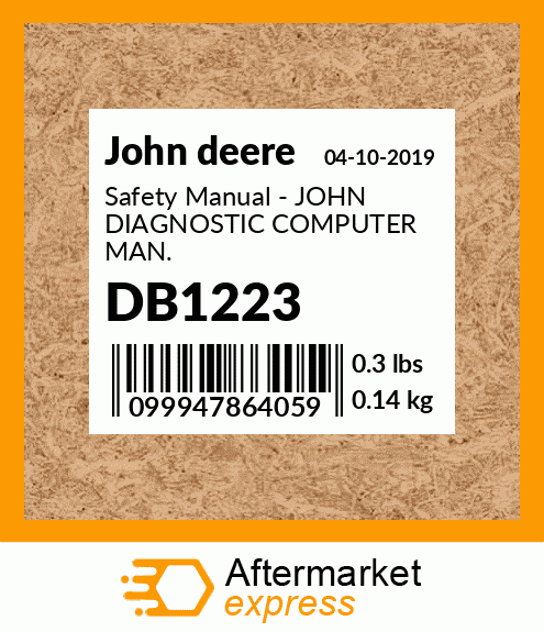 Safety Manual - JOHN DIAGNOSTIC COMPUTER MAN. DB1223