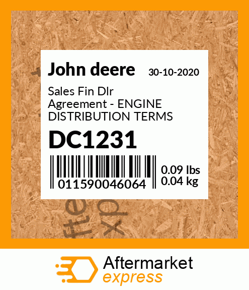 Sales Fin Dlr Agreement - ENGINE DISTRIBUTION TERMS SCHEDL DC1231