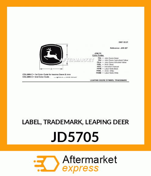 JD5705 - LABEL, TRADEMARK, LEAPING DEER