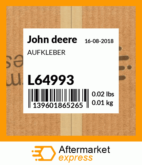 L64993 - AUFKLEBER fits John Deere