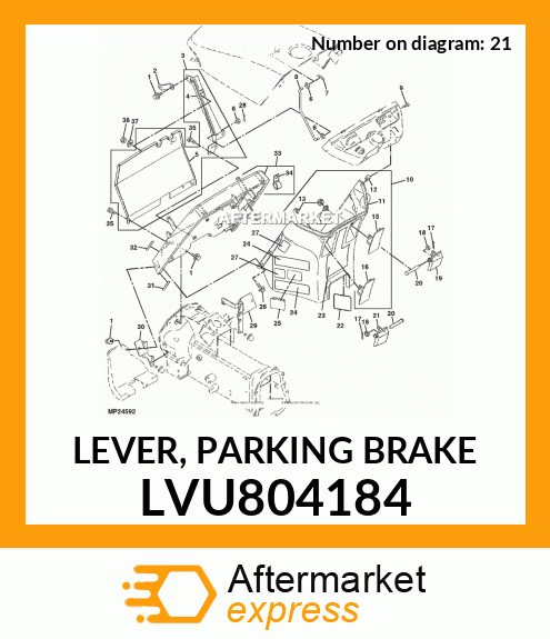 John Deere Original Equipment Brake Lever LVU804184,1 