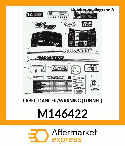 John Deere Original Equipment Label #M146422 