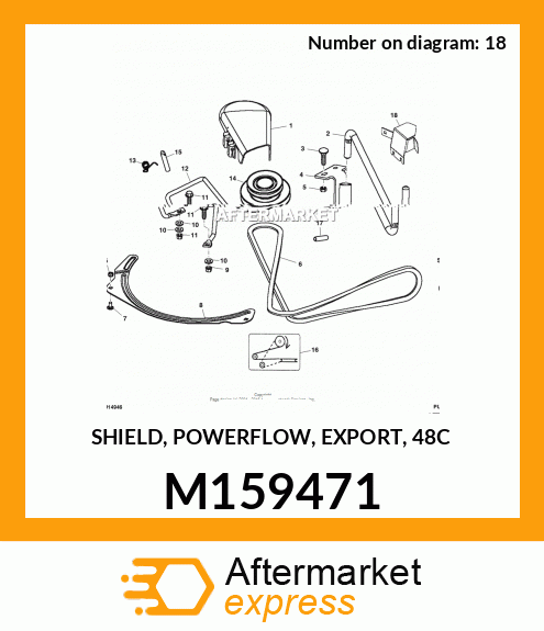 M159471 - SHIELD, POWERFLOW, EXPORT, 48C fits John Deere