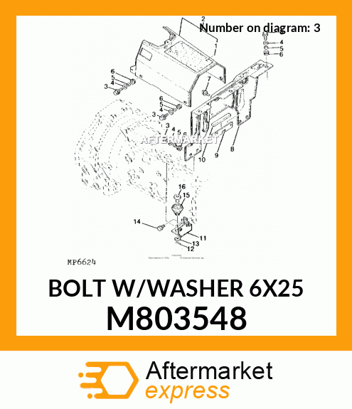 BOLT W/WASHER 6X25 M803548