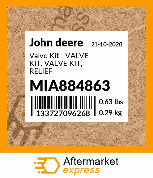 Valve Kit - VALVE KIT, VALVE KIT, RELIEF MIA884863