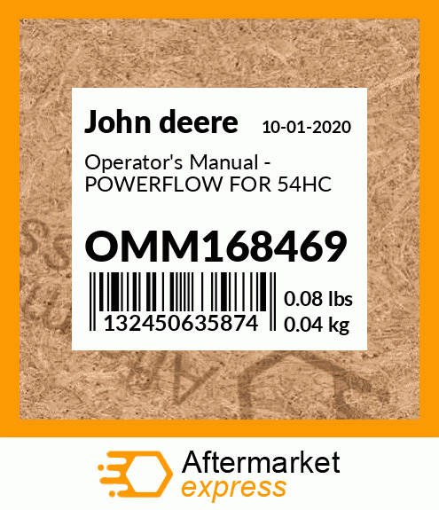 John Deere 60HC Power Flow S/N 10001- Owner Operator's Manual  OMM168221 I2 9/12