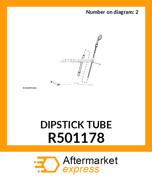 John Deere Original Equipment Dipstick Tube #R121708 