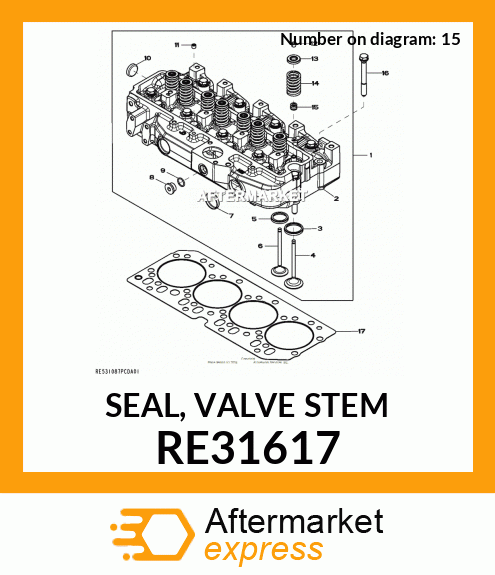 John Deere RE31617 Seal, Valve Stem