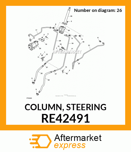 John Deere Original Equipment Steering Column #RE42491 