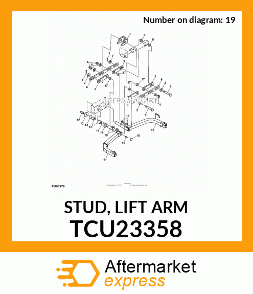 TCU23358 - STUD, LIFT ARM fits John Deere | Price: $5.79