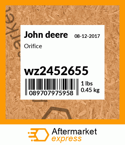 John Deere Original Equipment Orifice #LVU16655 