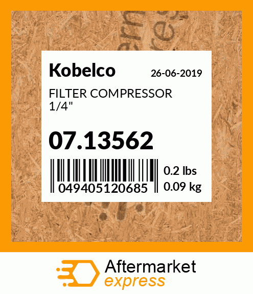 Spare part 07.13562 + FILTER COMPRESSOR 1/4