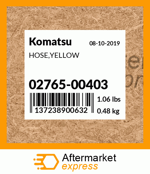 HOSE,YELLOW 02765-00403